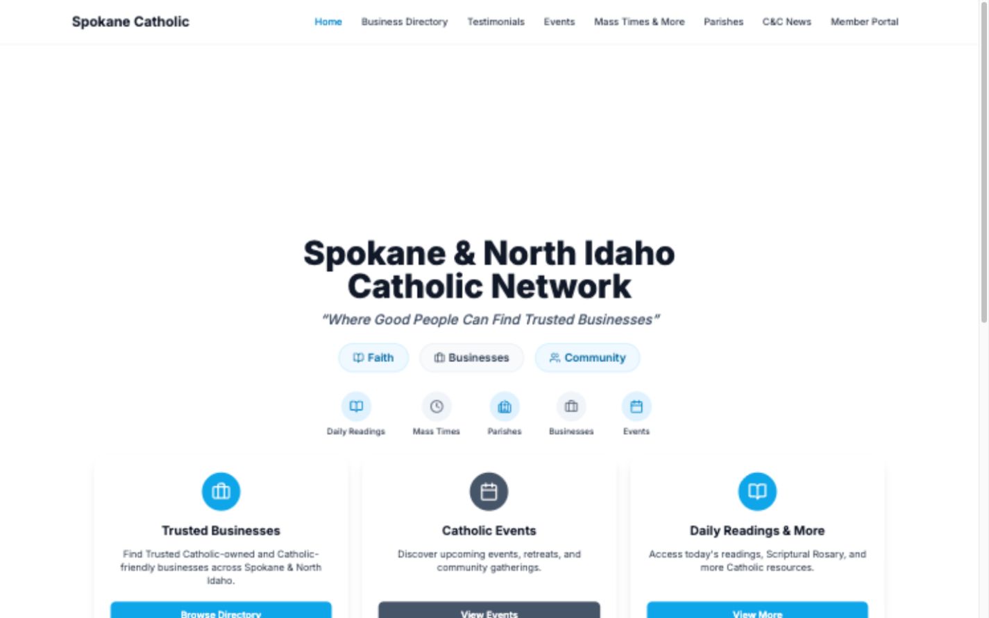 Spokane Catholic community network homepage